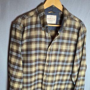 Weatherproof Vintage Plaid Button Down Shirt Men's XL Brown Blue Cotton